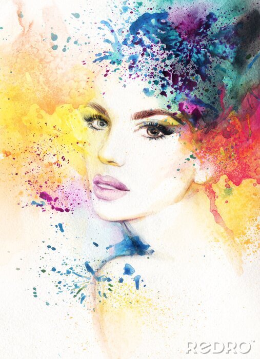 Papier peint  Résumé, femme, portrait. Illustration aquarelle
