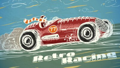Papier peint  Rétro affiche de voiture de course