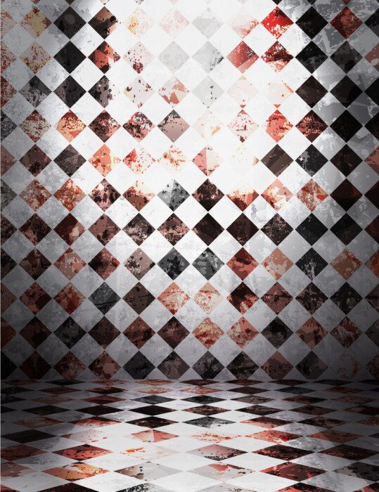 Papier peint  Rétro chambre aux couleurs rouge et noir