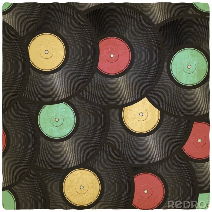 Papier peint  Rétro disques vinyl