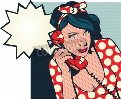 Papier peint  Rétro fille avec un téléphone