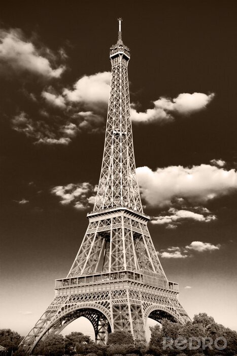 Papier peint  Rétro la Tour Eiffel noir et blanc