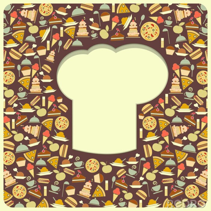 Papier peint  rétro Menu de couverture avec les chefs chapeau