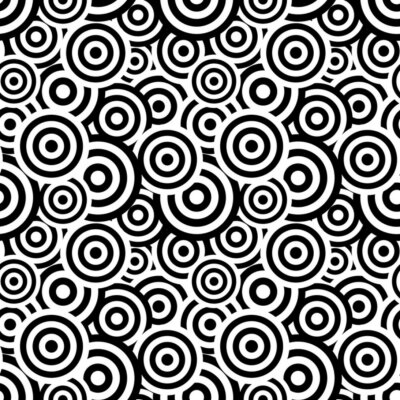 Papier peint  Retro seamless cercle fond noir et blanc