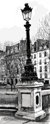 Papier peint  Réverbère ruelle parisienne