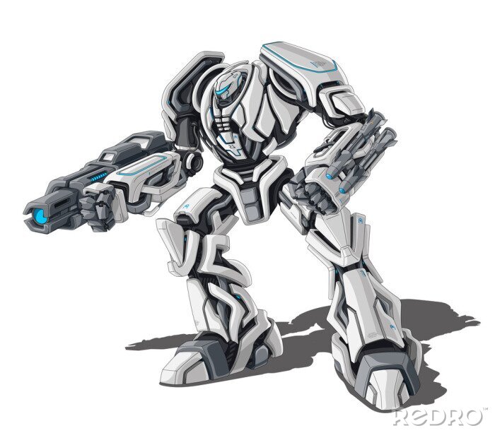 Papier peint  Robot de combat futuriste armé et blindé