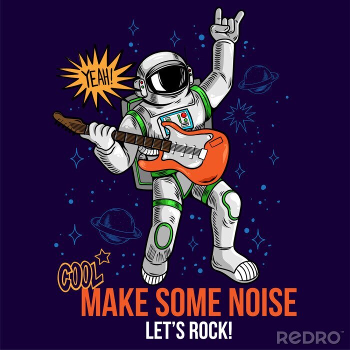 Papier peint  rock star astronaut play rock music