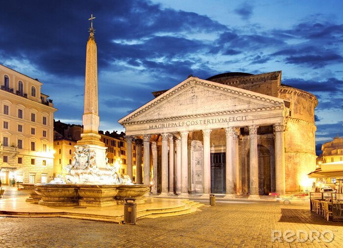 Papier peint  Rome et le Panthéon de nuit