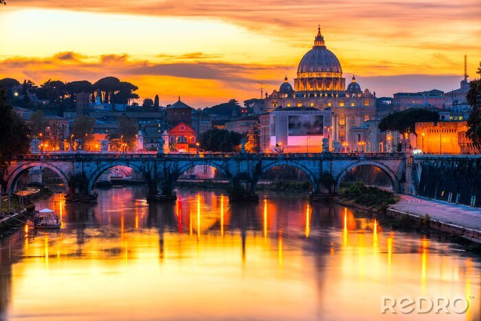 Papier peint  Rome et panorama au coucher du soleil