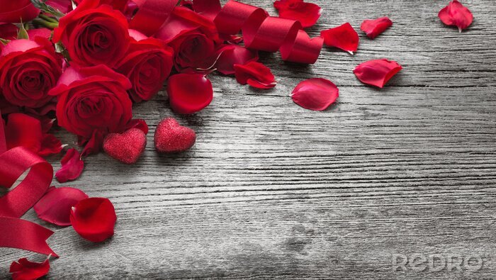 Papier peint  Roses, bois, planche