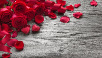 Papier peint  Roses, bois, planche