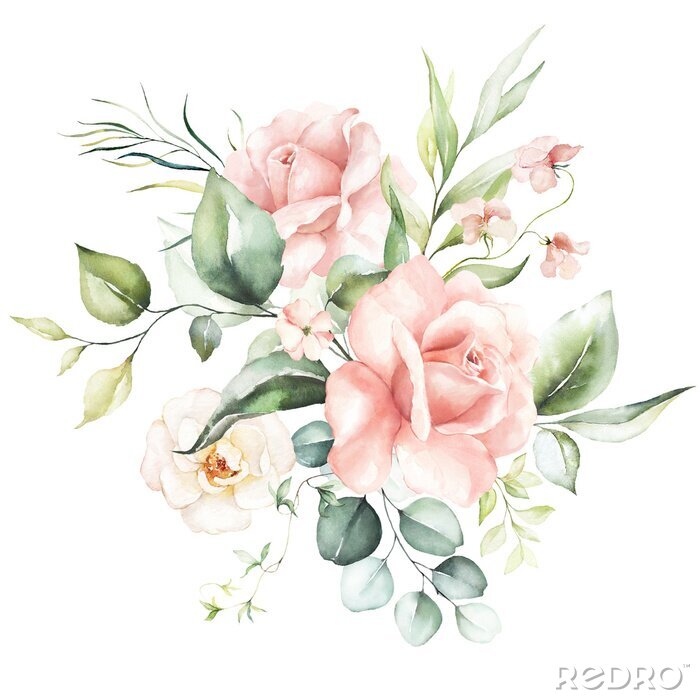 Papier peint  Roses du matin dans un bouquet rustique