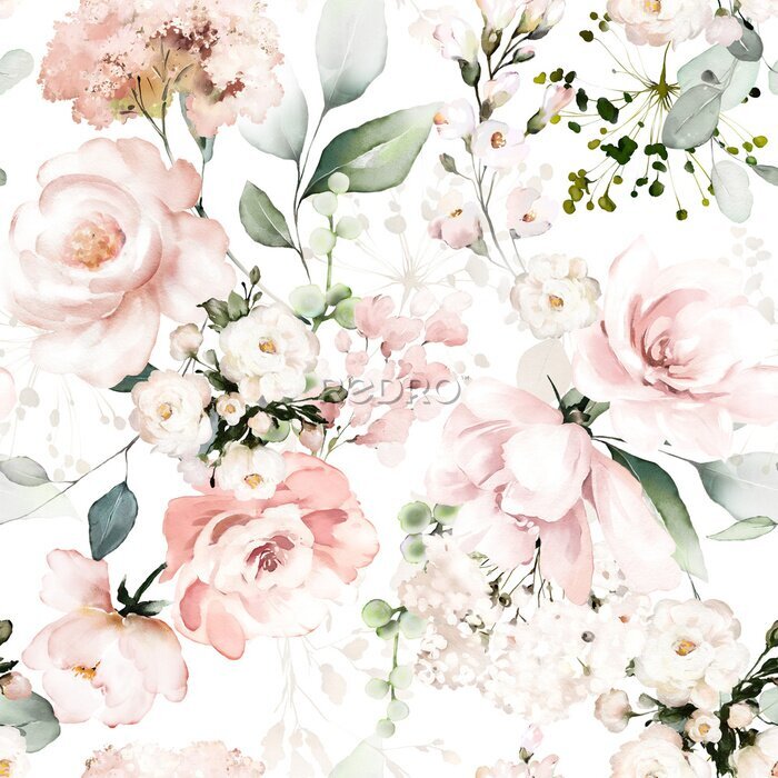 Papier peint  Roses pastel romantiques