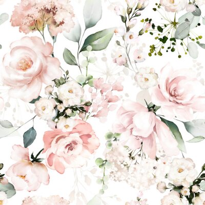 Papier peint à motif  Roses pastel romantiques