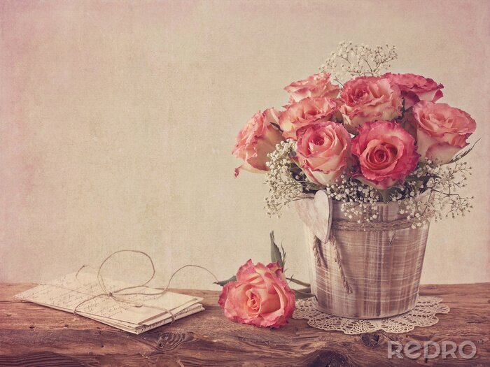 Papier peint  Roses roses