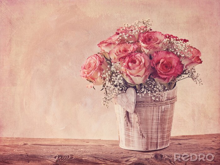 Papier peint  Roses roses