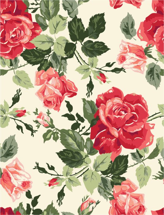 Papier peint  Roses rouges sur un fond aquarelle blanc