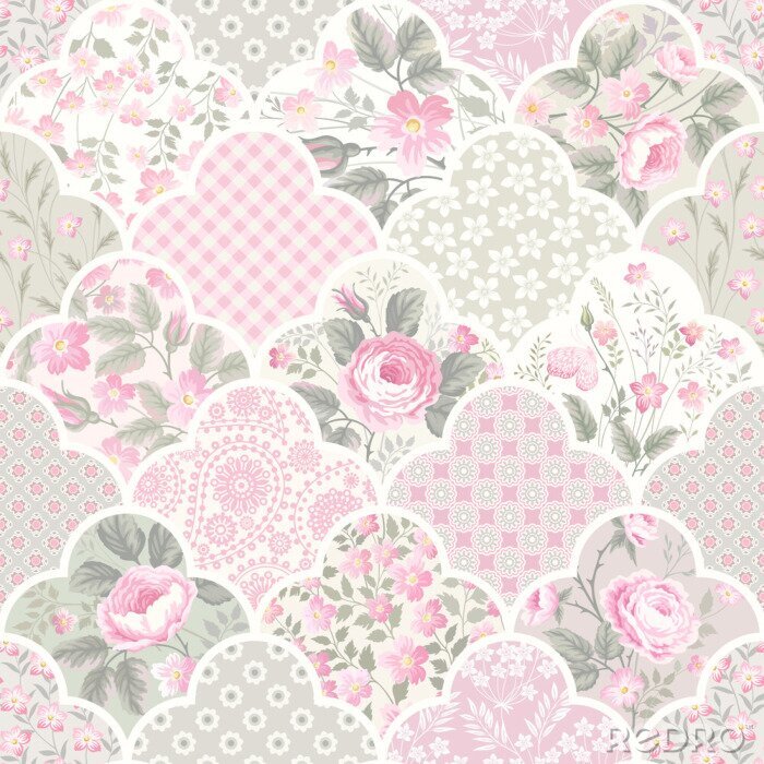 Papier peint  Roses sur motif dentelle graphique color?