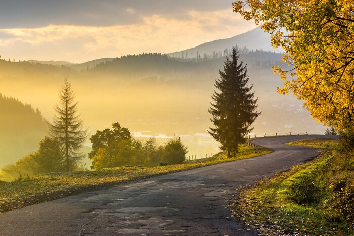 Papier peint  Route de montagne le matin