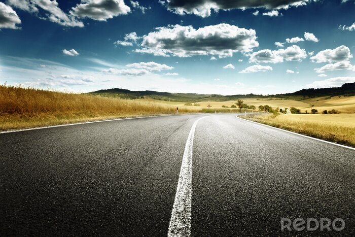 Papier peint  route goudronnée en Toscane, Italie