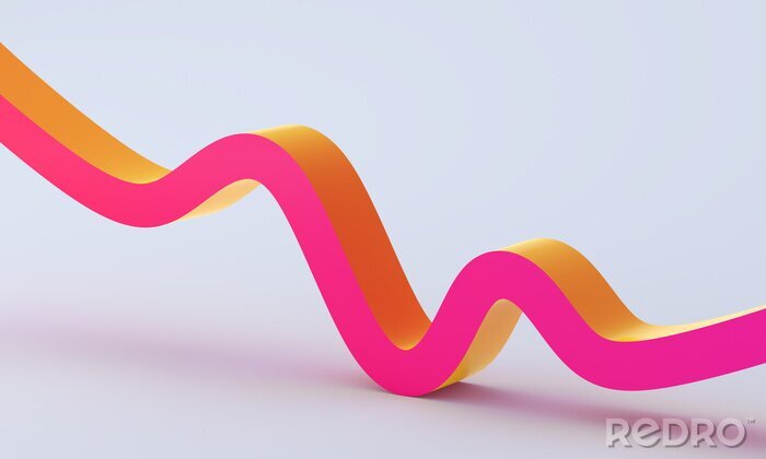 Papier peint  Ruban spatial rose-orange sur fond uniforme