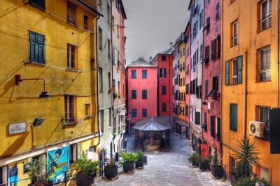 Papier peint  Rue à Gênes avec des maisons