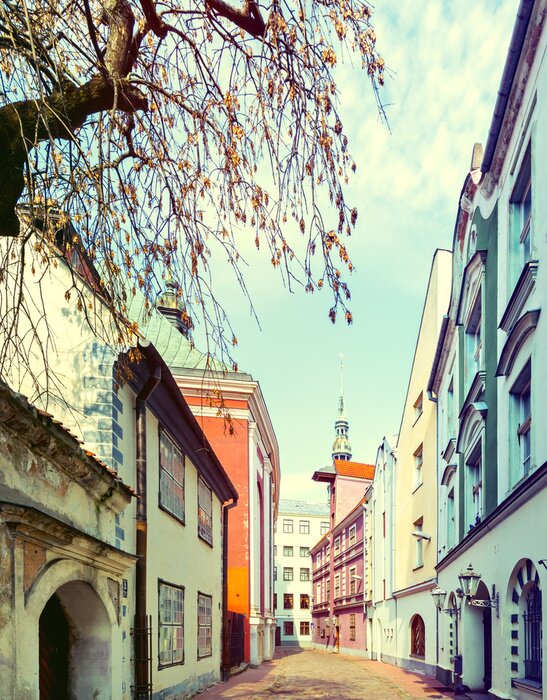 Papier peint  Ruelle à Riga l'automne