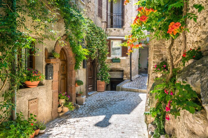 Papier peint  Ruelle avec des plantes en Italie