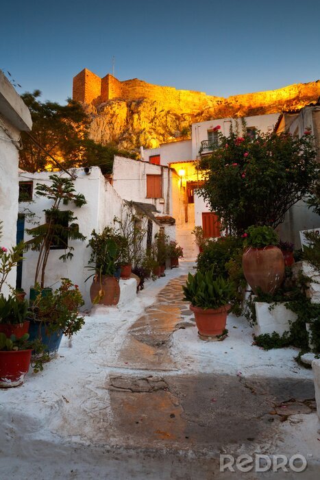 Papier peint  Ruelle en Grèce l'hiver