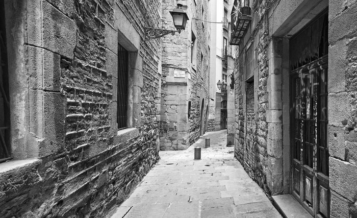 Papier peint  Ruelle en noir et blanc Barcelone