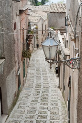Papier peint  Ruelle en Sicile et lampadaire