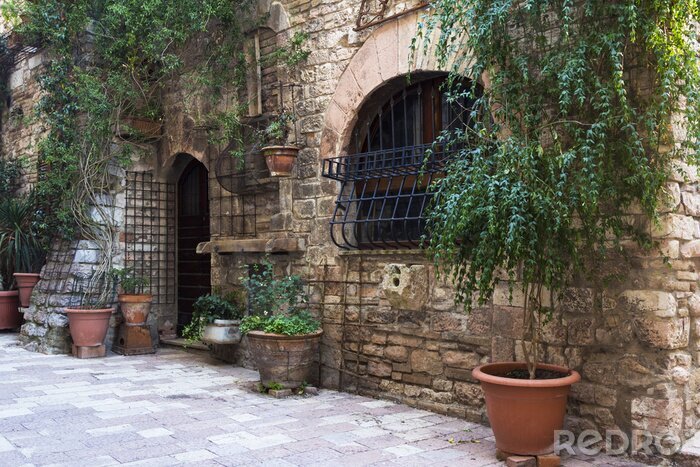 Papier peint  Ruelle et mur de pierre