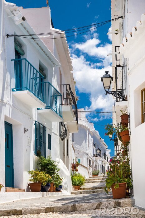 Papier peint  Ruelle et villas blanches