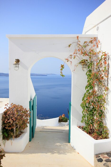 Papier peint  Ruelle grecque au bord de la mer