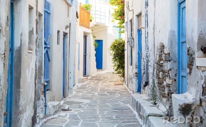 Papier peint  Ruelle grecque et vieux murs