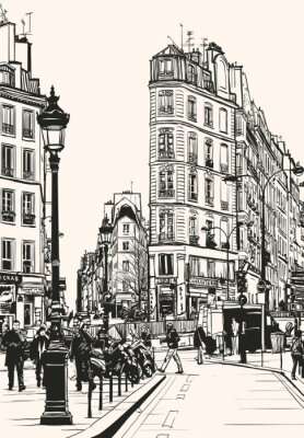 Papier peint  Ruelles à Paris en noir et blanc