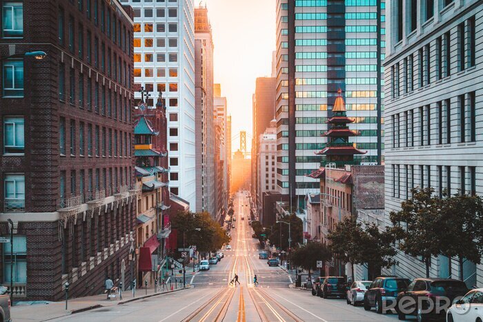 Papier peint  Rues de San Francisco au coucher de soleil