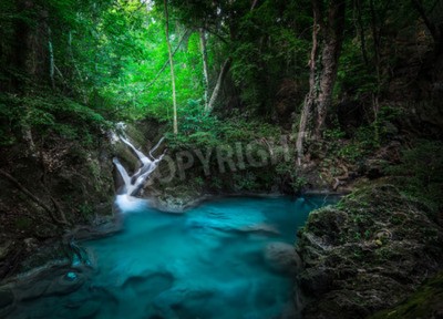 Papier peint  Ruisseau turquoise dans la forêt vierge