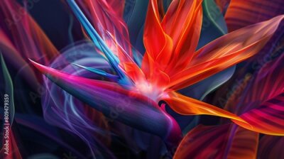 Papier peint  Sacred Haven: Nestled among the leaves, the Strelitzia flower offers a sacred haven, a refuge from the storms of life.