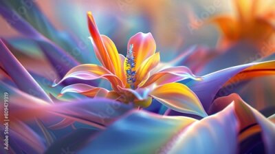 Papier peint  Sacred Haven: Nestled among the leaves, the Strelitzia flower offers a sacred haven, a refuge from the storms of life.