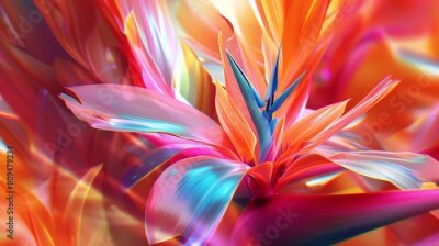 Papier peint  Sacred Haven: Nestled among the leaves, the Strelitzia flower offers a sacred haven, a refuge from the storms of life.