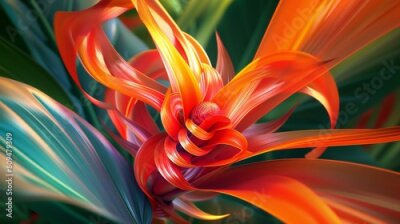 Papier peint  Sacred Haven: Nestled among the leaves, the Strelitzia flower offers a sacred haven, a refuge from the storms of life.