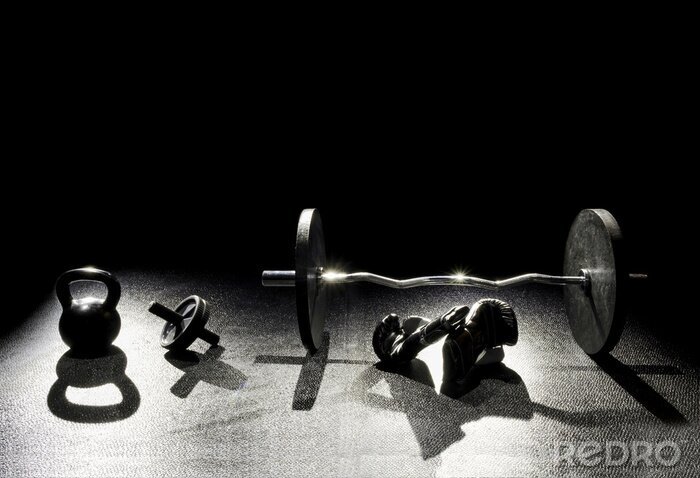 Papier peint  Salle de musculation avec des gants de boxe