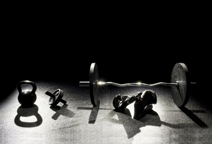 Papier peint  Salle de musculation avec des gants de boxe