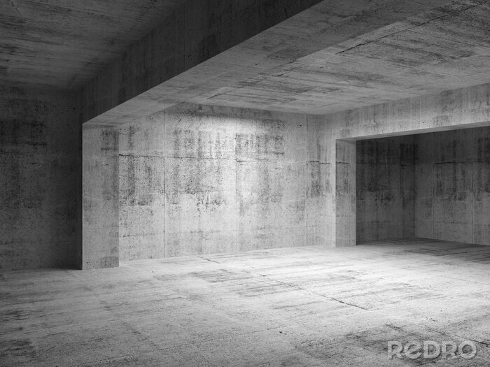 Papier peint  Salle grise éclairée en béton