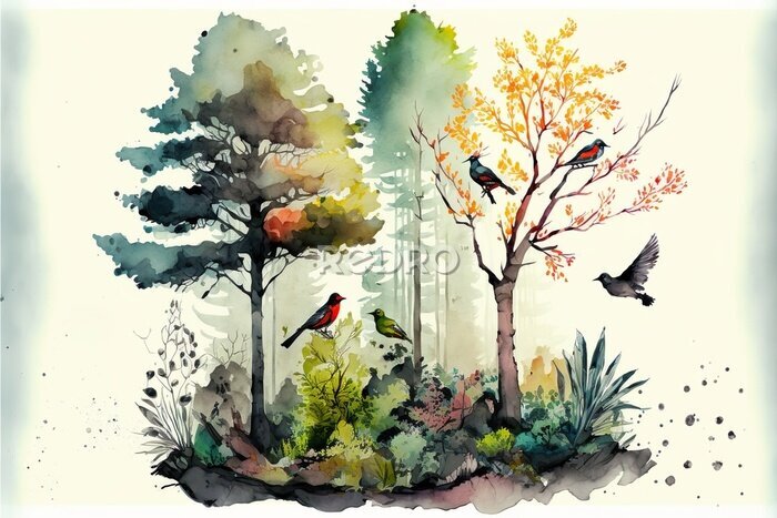 Papier peint  Sanctuaire d'oiseaux dans la forêt