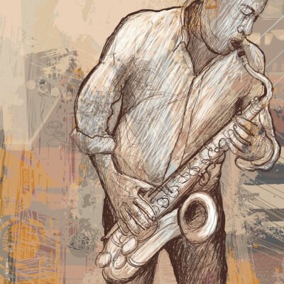 Papier peint  Saxophoniste et musique de jazz