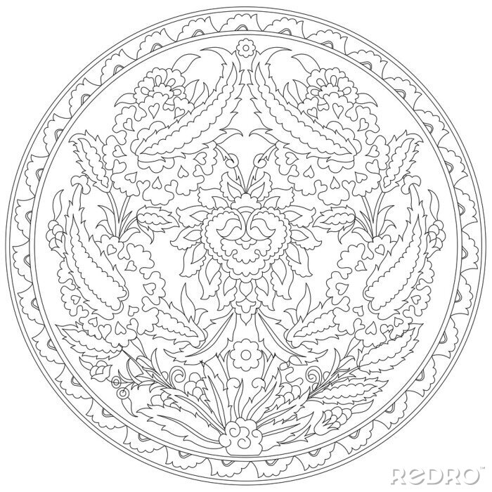 Papier peint  Sceau circulaire avec motif de naura