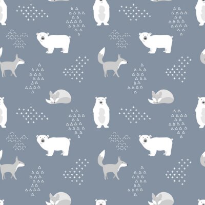 Schéma transparent scandinave. Ours et renards. Illustration vectorielle.