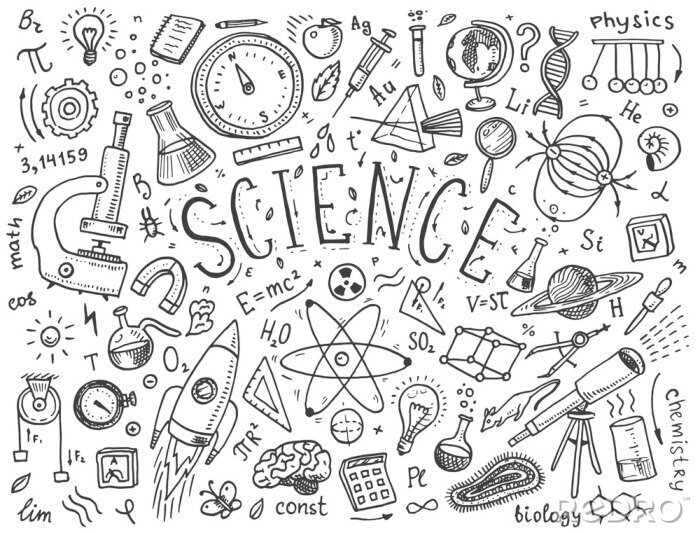 Papier peint  Science illustration en noir et blanc